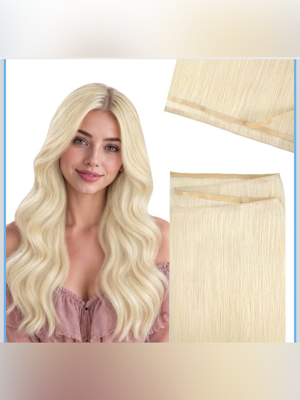 Genius PU Weft Hair Extensions Human Hair, #60A, 18 Inch 50g
Platinum Blonde, In